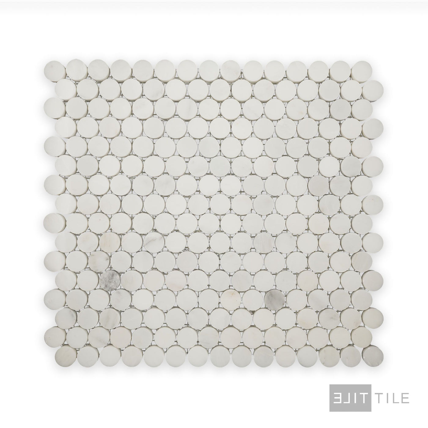 Oriental White Marble 3/4" Penny Round Polished Mosaic