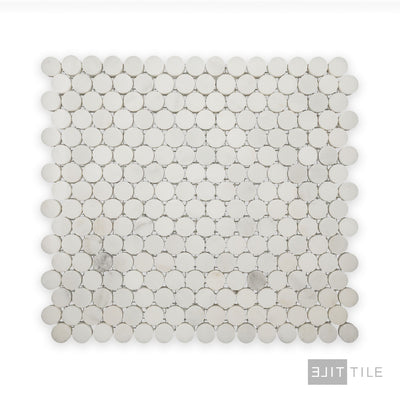 Oriental White Marble 3/4" Penny Round Polished Mosaic
