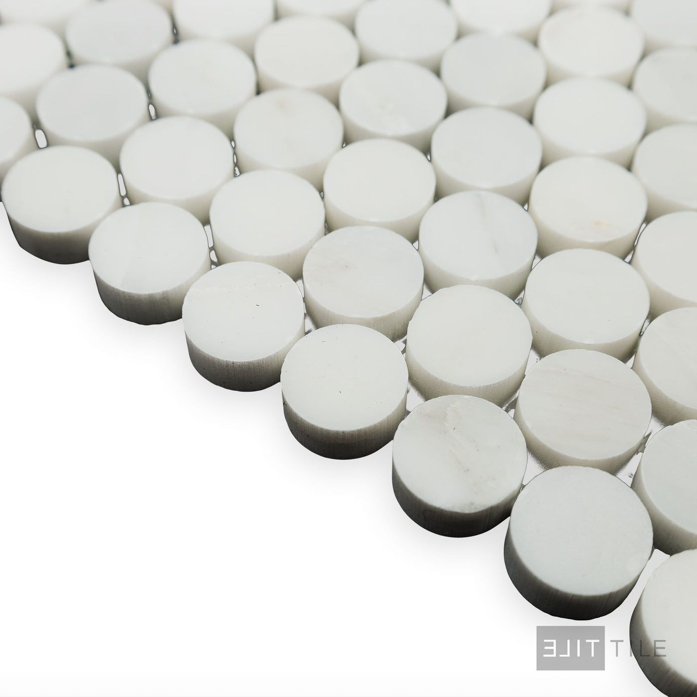 Oriental White Marble 3/4" Penny Round Polished Mosaic