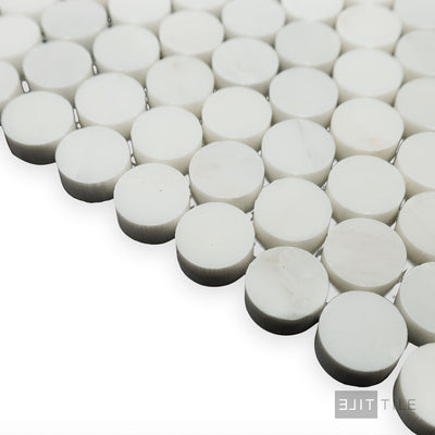 Oriental White Marble 3/4" Penny Round Polished Mosaic