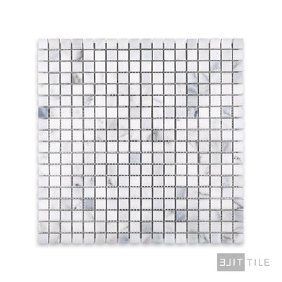 Oriental White Marble 5/8" Square Honed Mosaic