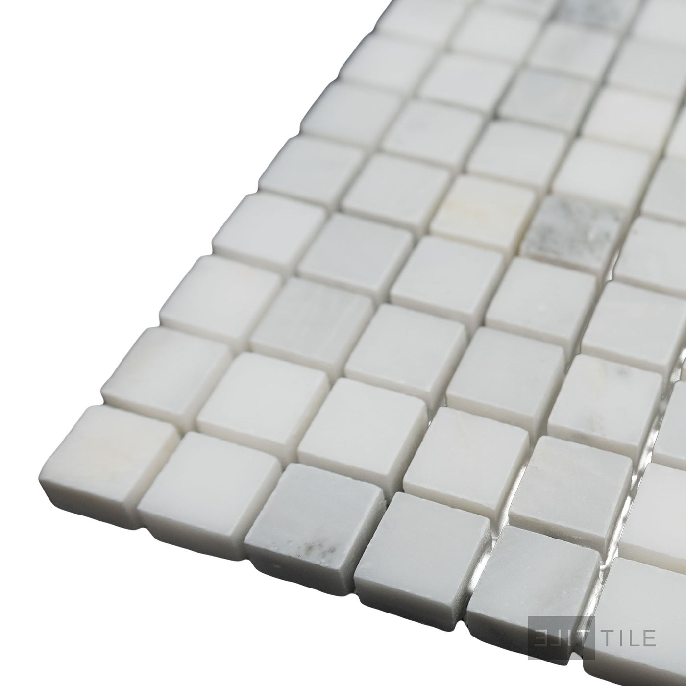 Oriental White Marble 5/8" Square Honed Mosaic