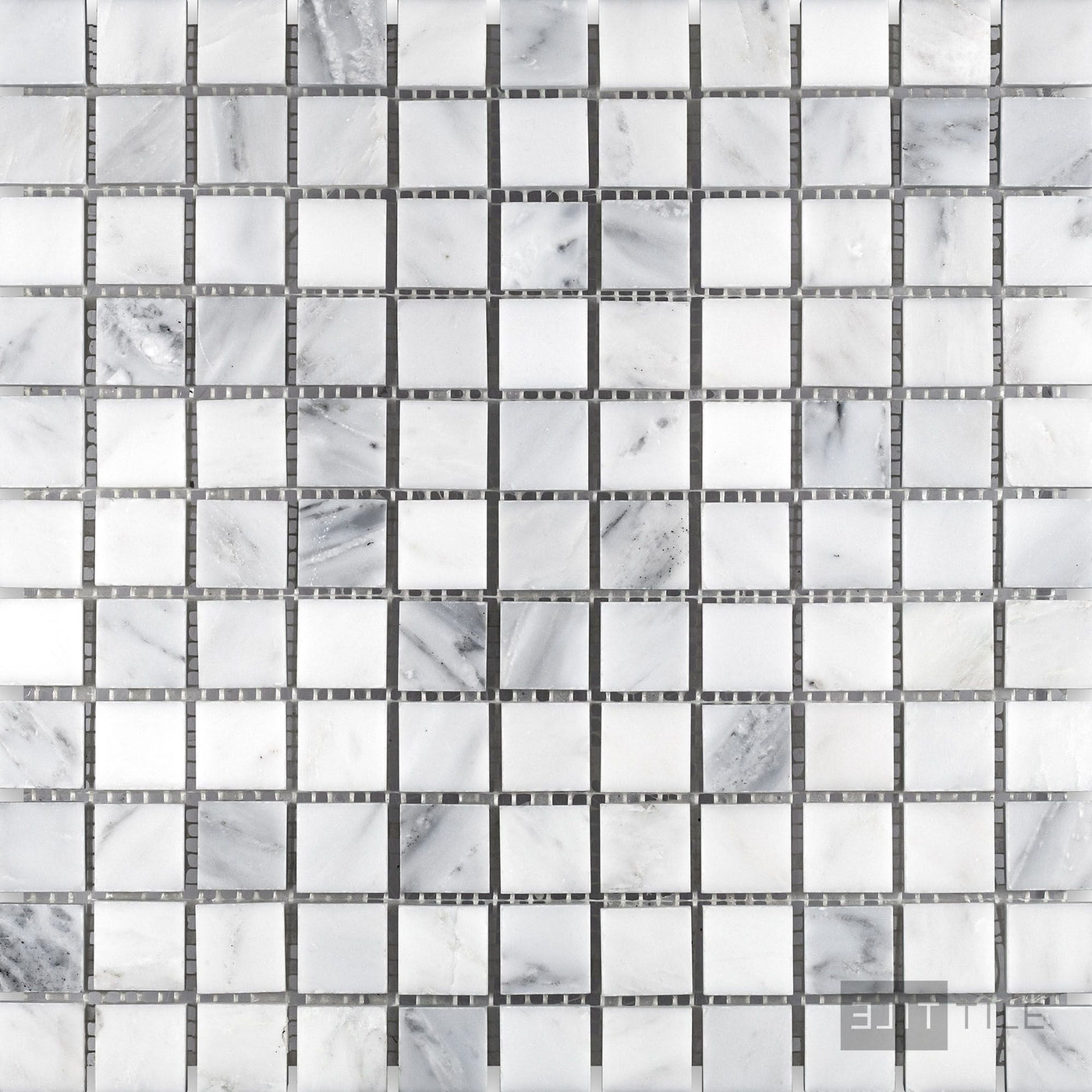 Oriental White Marble 1" Square Honed Mosaic