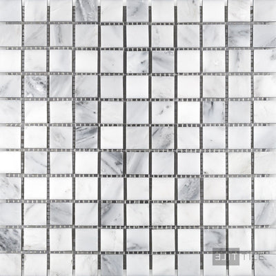 Oriental White Marble 1" Square Honed Mosaic