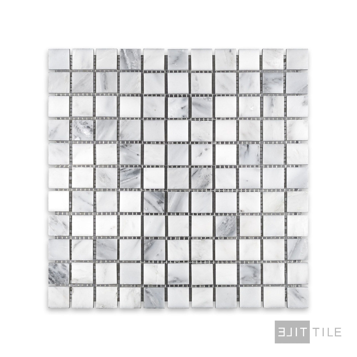 Oriental White Marble 1" Square Honed Mosaic