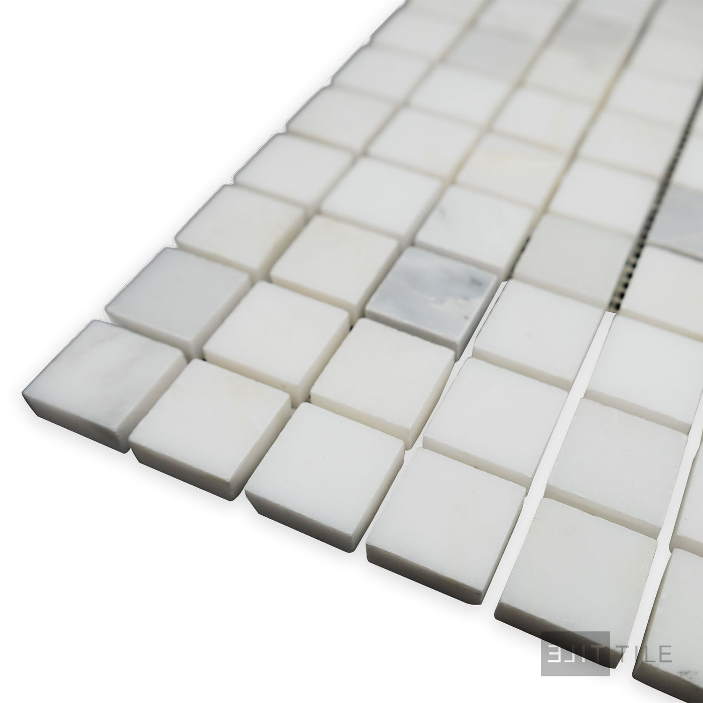 Oriental White Marble 1" Square Honed Mosaic