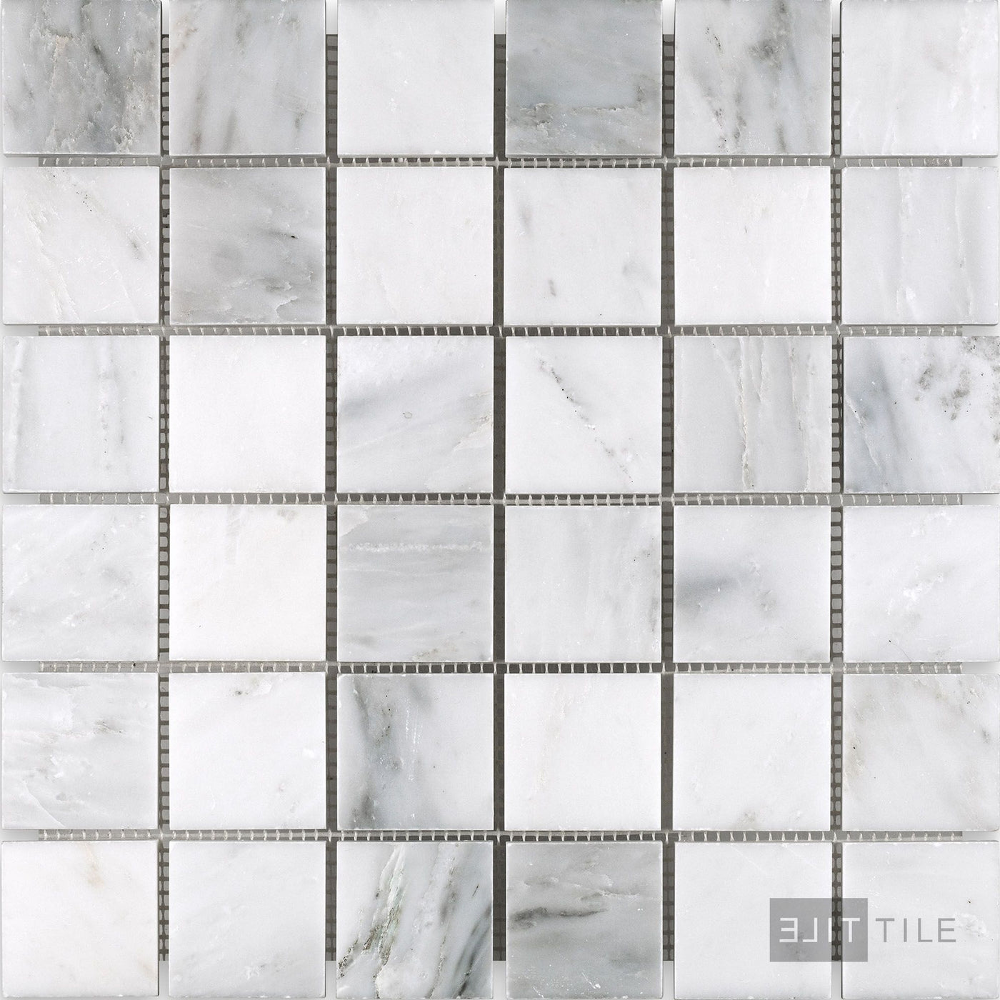Oriental White Marble 2" Square Honed Mosaic