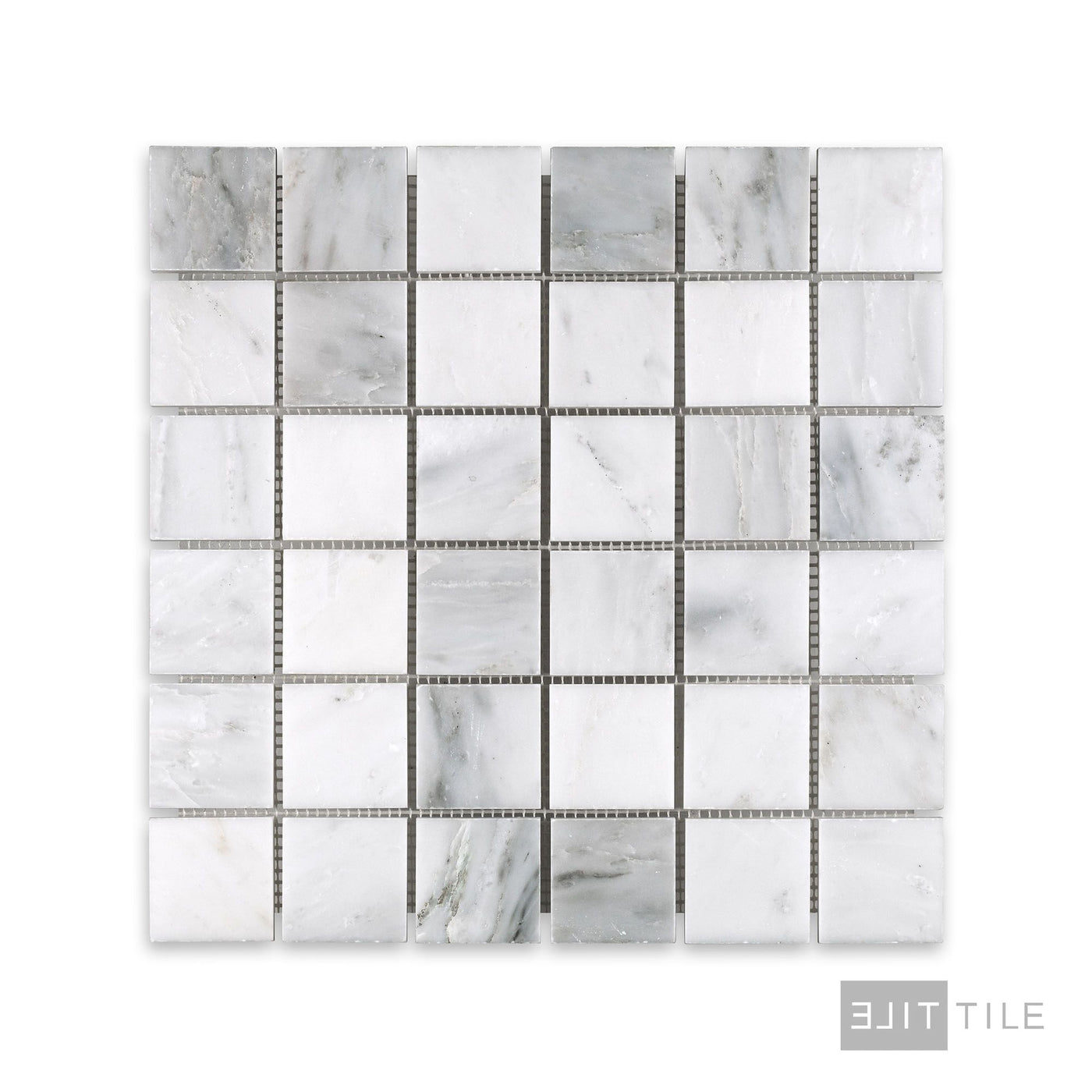 Oriental White Marble 2" Square Honed Mosaic