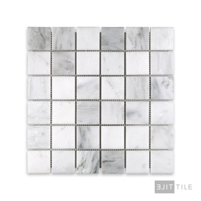Oriental White Marble 2" Square Honed Mosaic