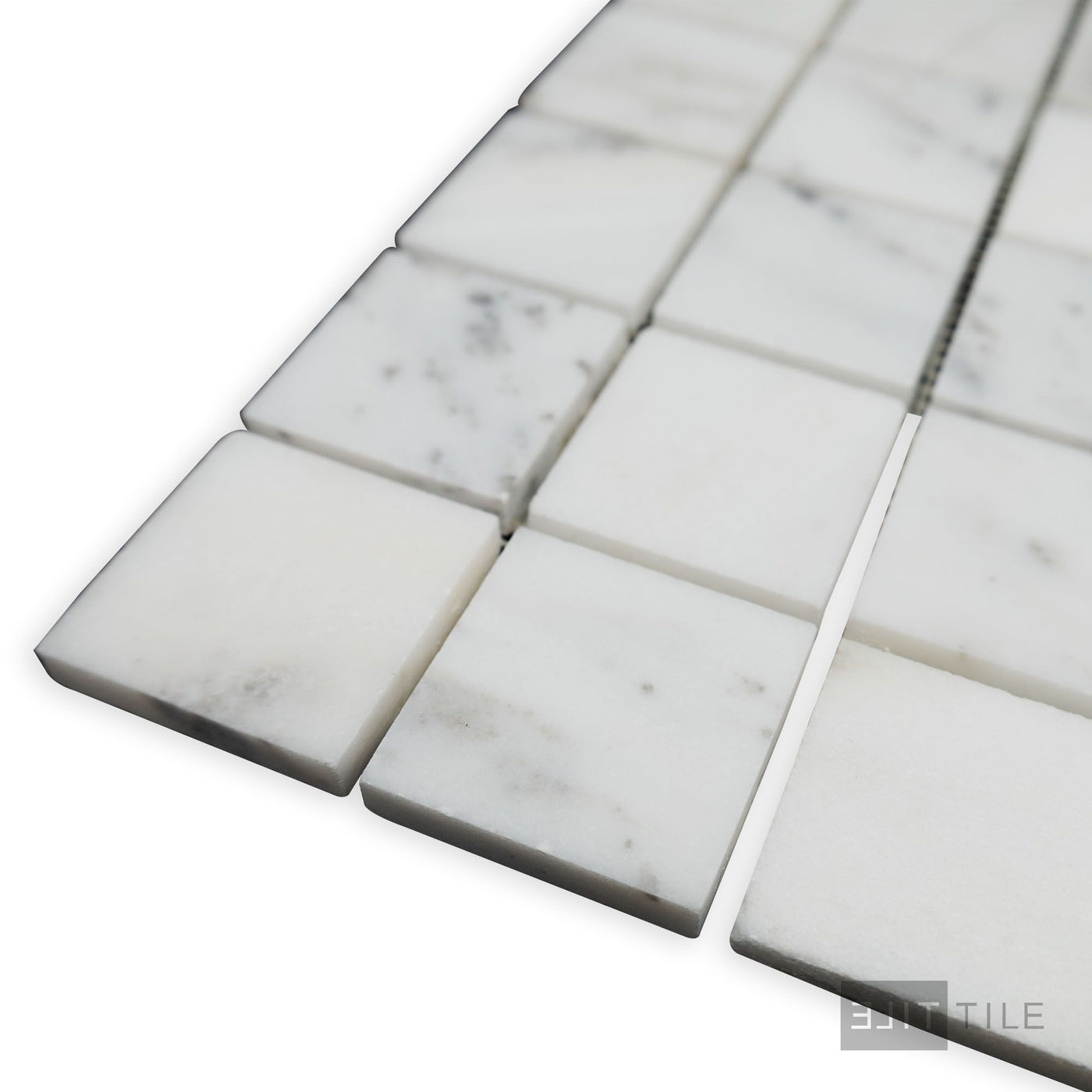 Oriental White Marble 2" Square Honed Mosaic