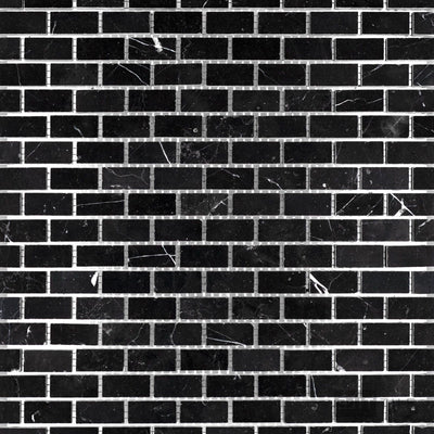 Negro Marquina Marble 5/8X1-1/4 Brick Honed Mosaic