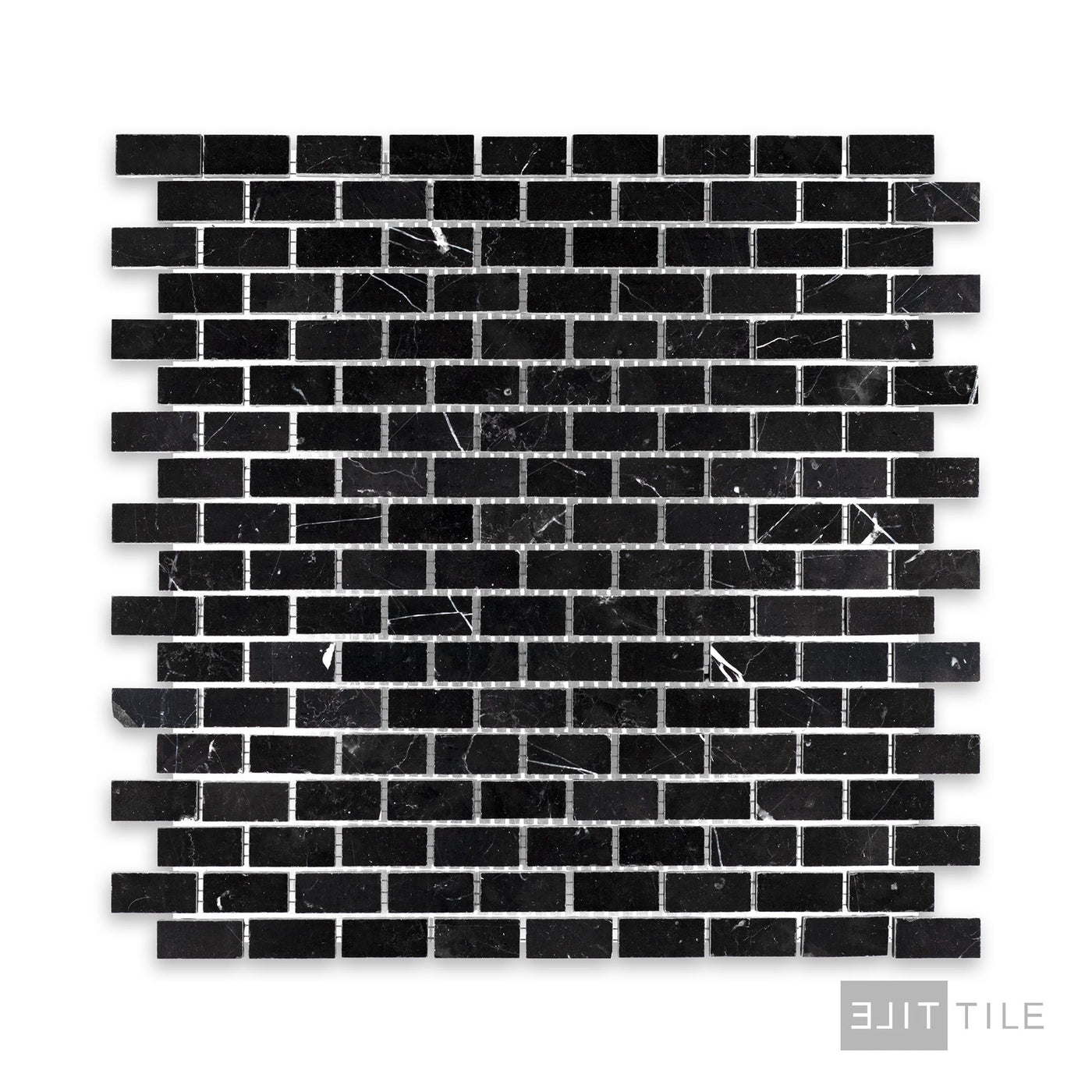 Negro Marquina Marble 5/8X1-1/4 Brick Honed Mosaic