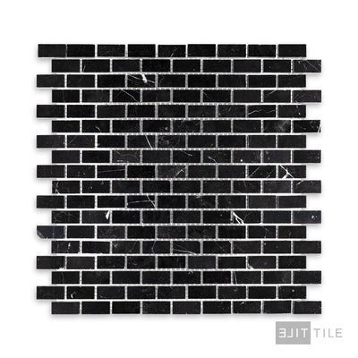 Negro Marquina Marble 5/8X1-1/4 Brick Honed Mosaic