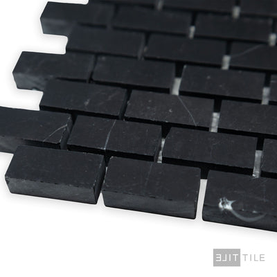 Negro Marquina Marble 5/8X1-1/4 Brick Honed Mosaic