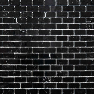 Negro Marquina Marble 5/8X1-1/4 Brick Polished Mosaic