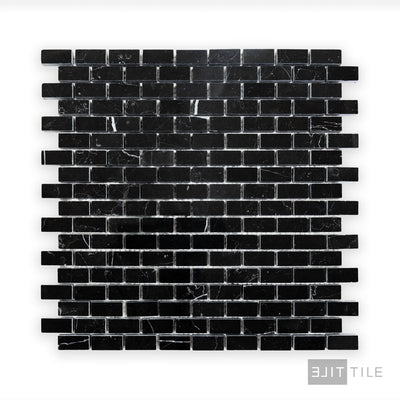 Negro Marquina Marble 5/8X1-1/4 Brick Polished Mosaic