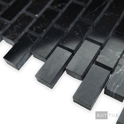 Negro Marquina Marble 5/8X1-1/4 Brick Polished Mosaic