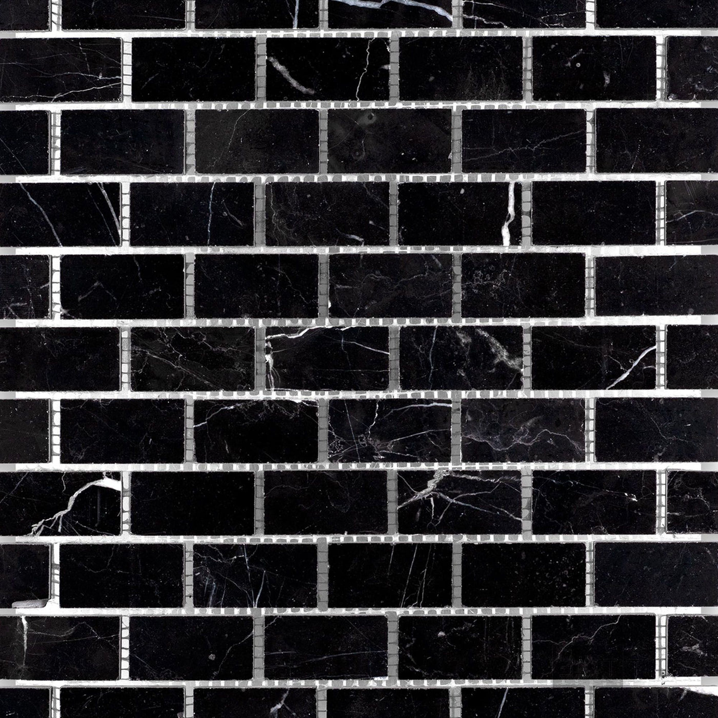 Negro Marquina Marble 1X2 Brick Honed Mosaic