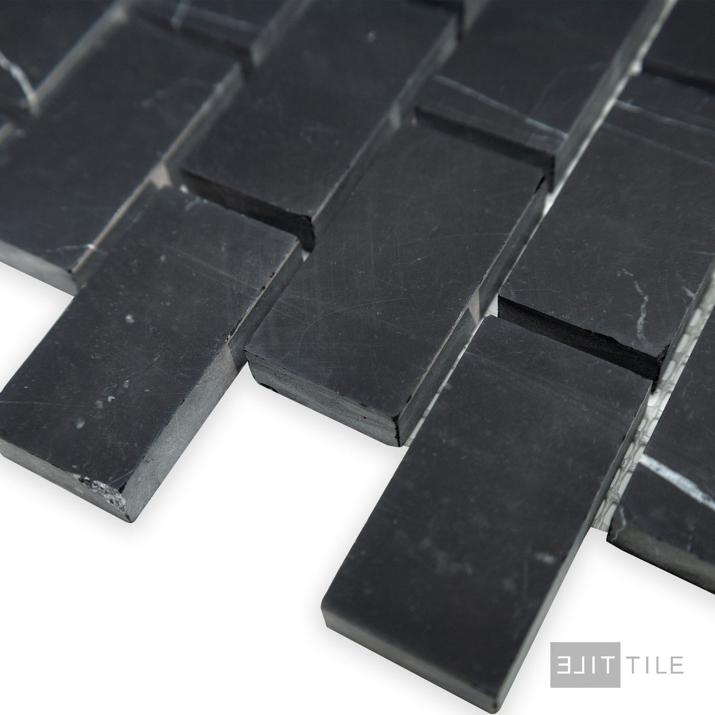 Negro Marquina Marble 1X2 Brick Honed Mosaic