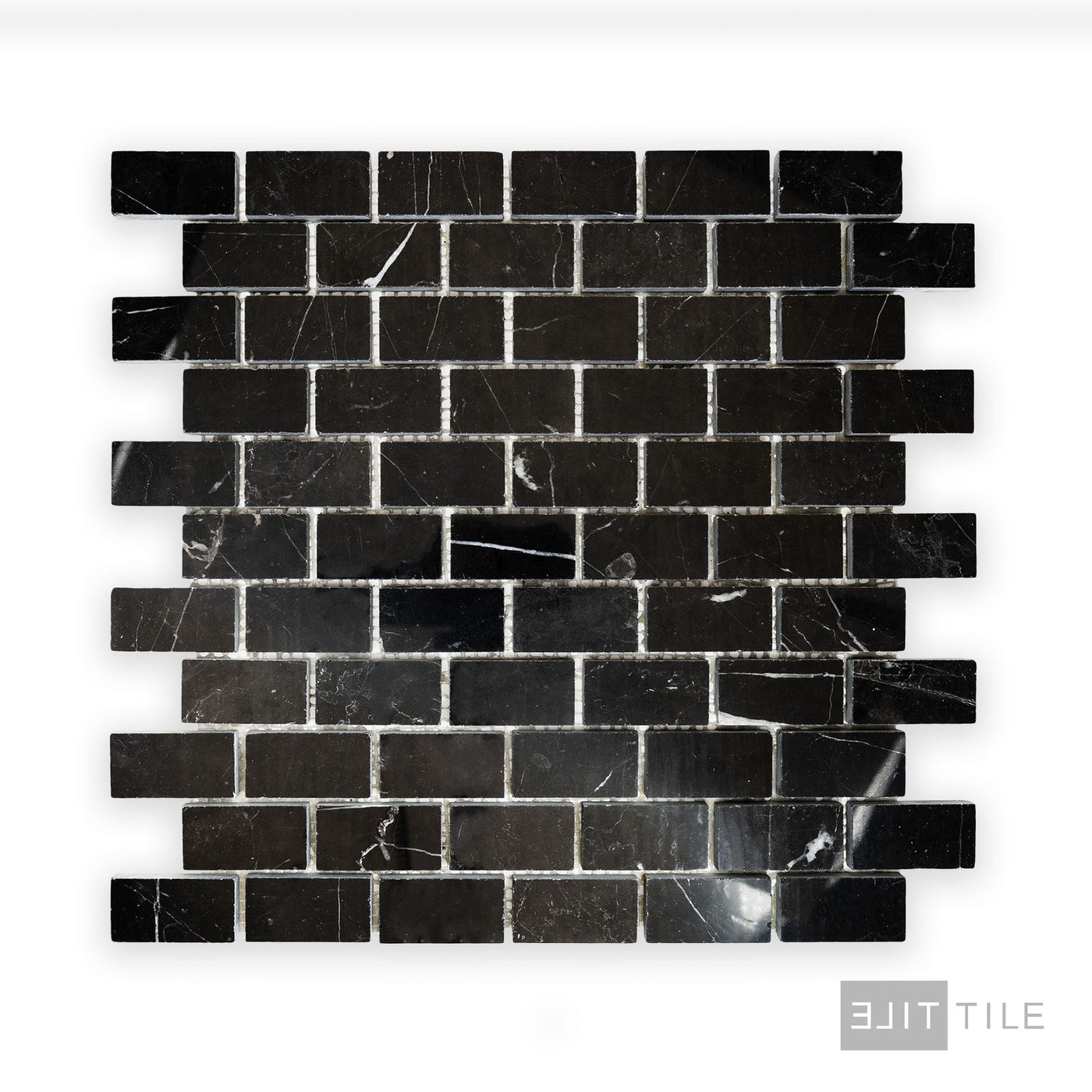 Negro Marquina Marble 1X2 Brick Polished Mosaic
