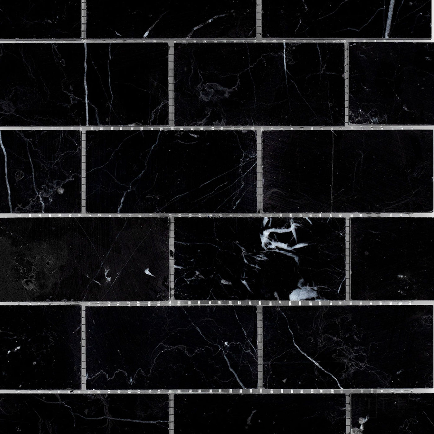Negro Marquina Marble 2X4 Brick Honed Mosaic