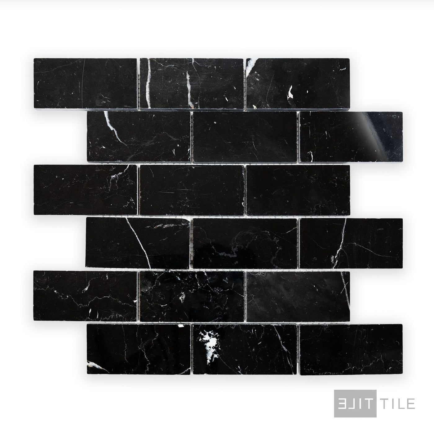 Negro Marquina Marble 2X4 Brick Polished Mosaic