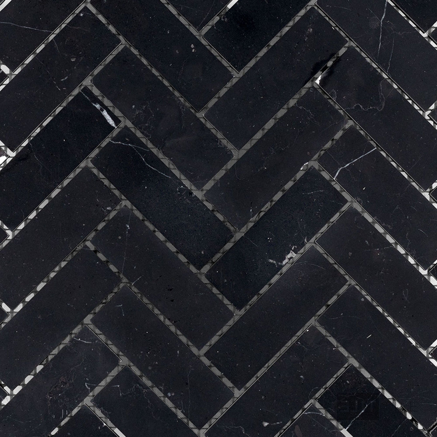 Negro Marquina Marble 1X3 Herringbone Honed Mosaic