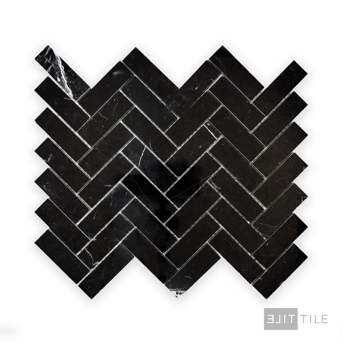 Negro Marquina Marble 1X3 Herringbone Polished Mosaic