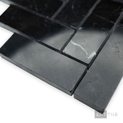 Negro Marquina Marble 1X3 Herringbone Polished Mosaic