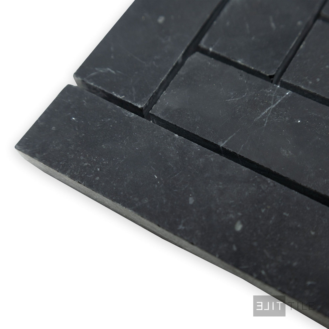Negro Marquina Marble 1X4 Herringbone Honed Mosaic
