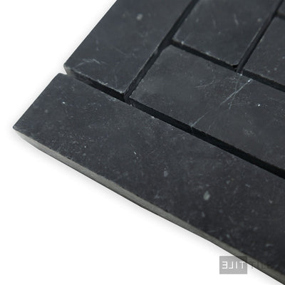 Negro Marquina Marble 1X4 Herringbone Honed Mosaic