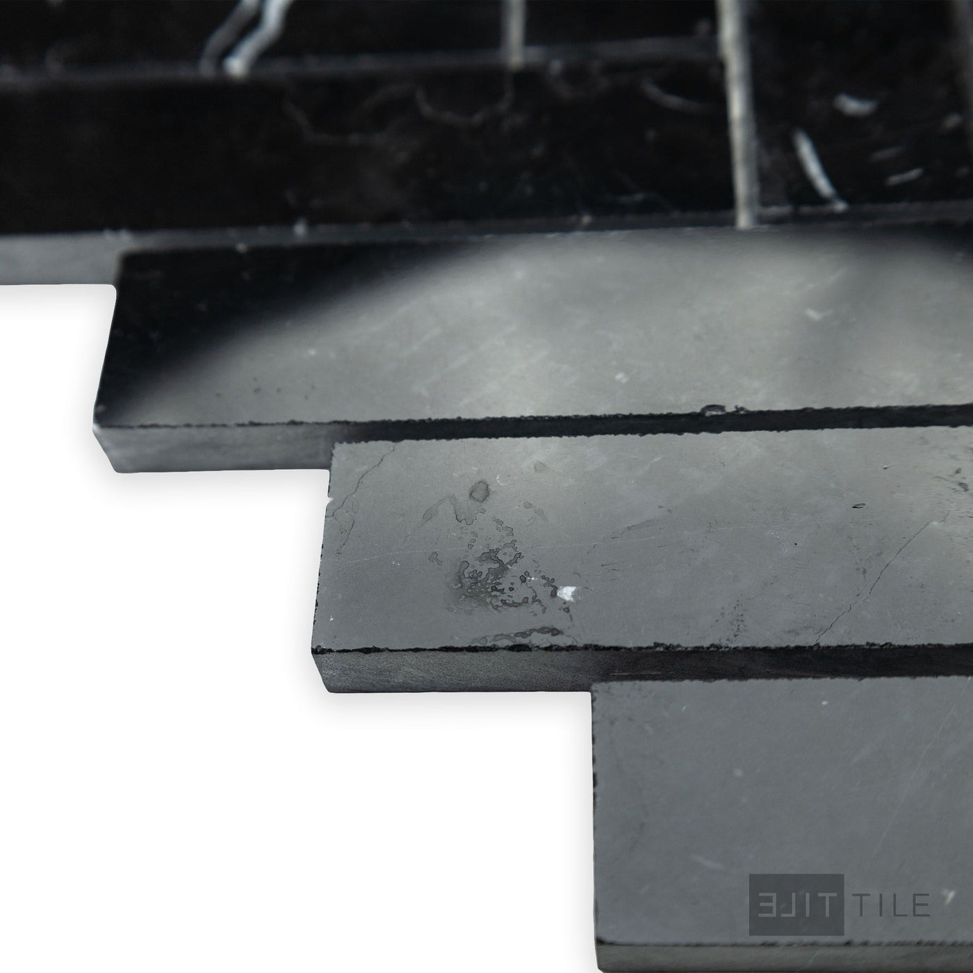Negro Marquina Marble 1X4 Herringbone Polished Mosaic