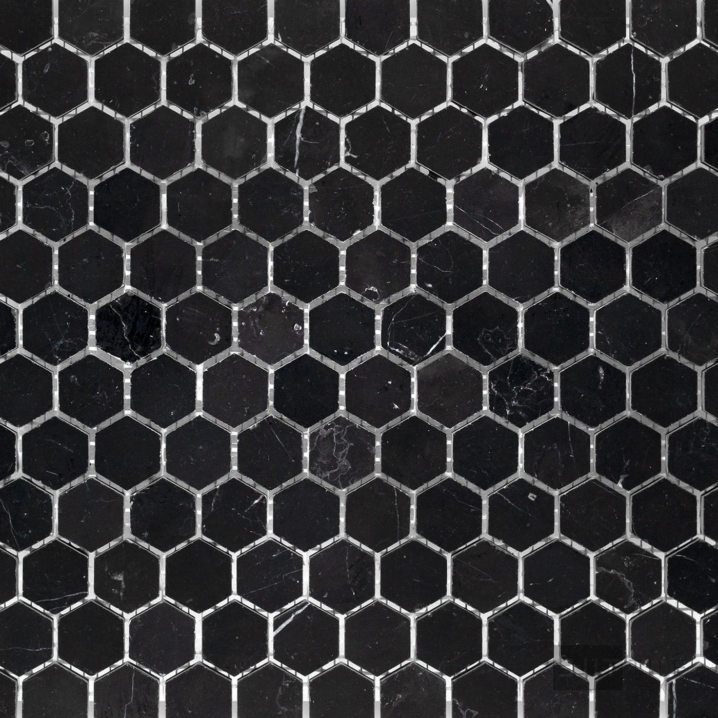 Negro Marquina Marble 1" Hexagon Honed Mosaic