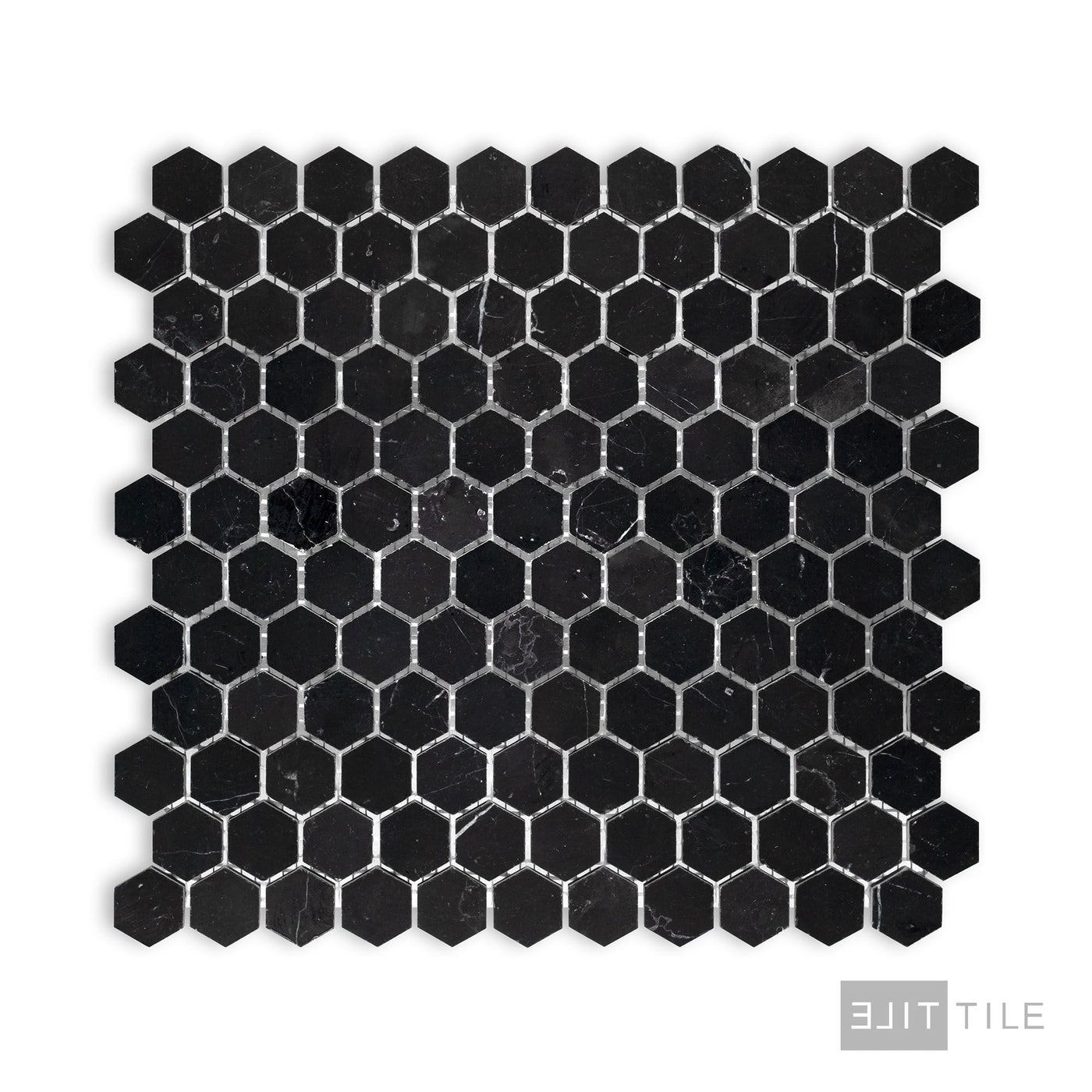 Negro Marquina Marble 1" Hexagon Honed Mosaic