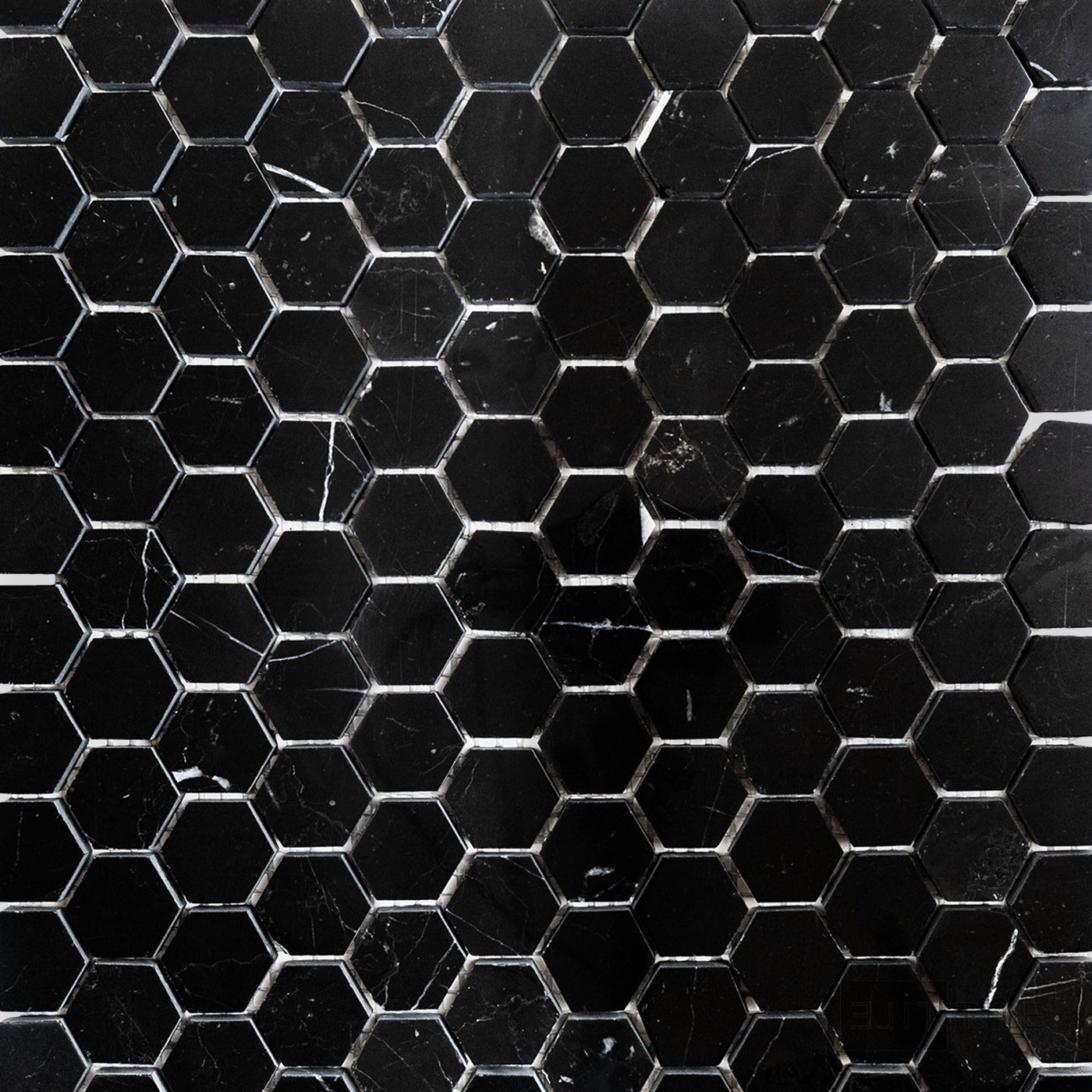 Negro Marquina Marble 1" Hexagon Polished Mosaic