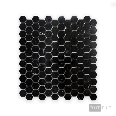 Negro Marquina Marble 1" Hexagon Polished Mosaic