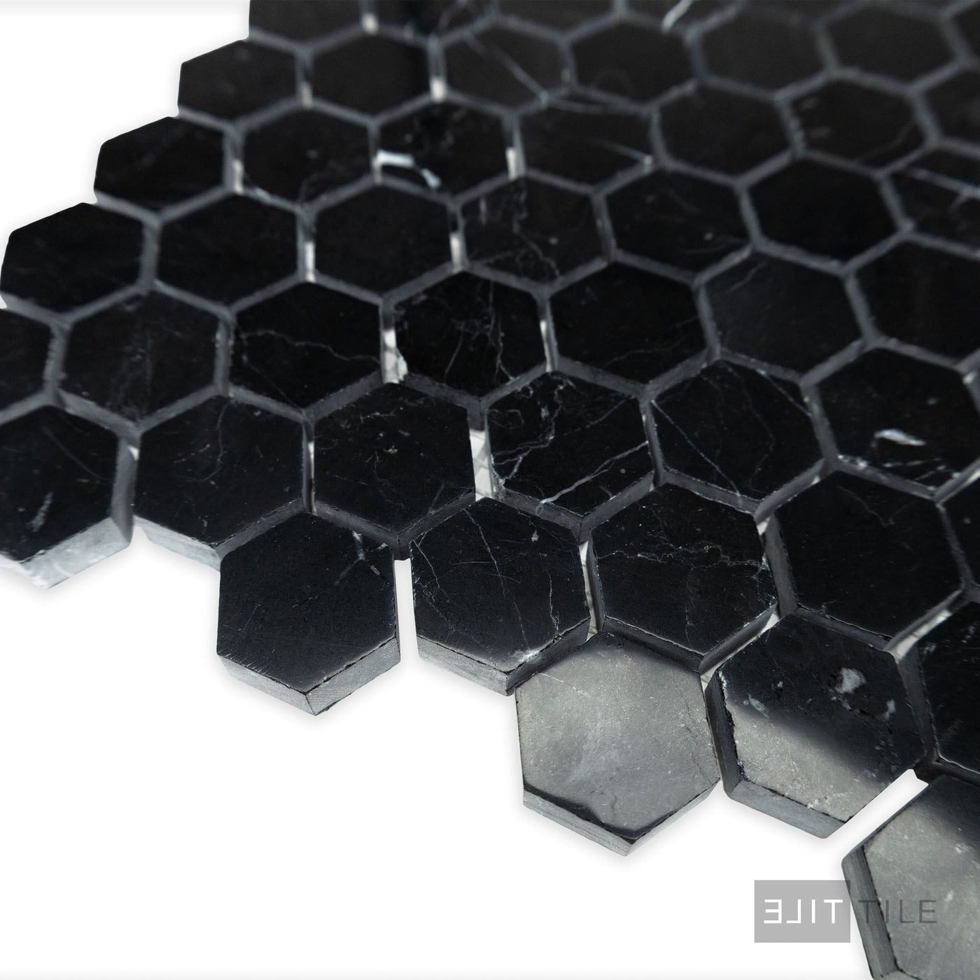 Negro Marquina Marble 1" Hexagon Polished Mosaic