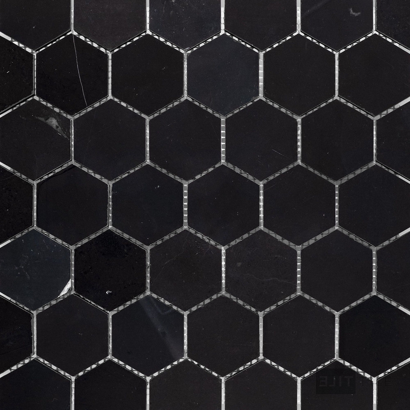 Negro Marquina Marble 2" Hexagon Honed Mosaic