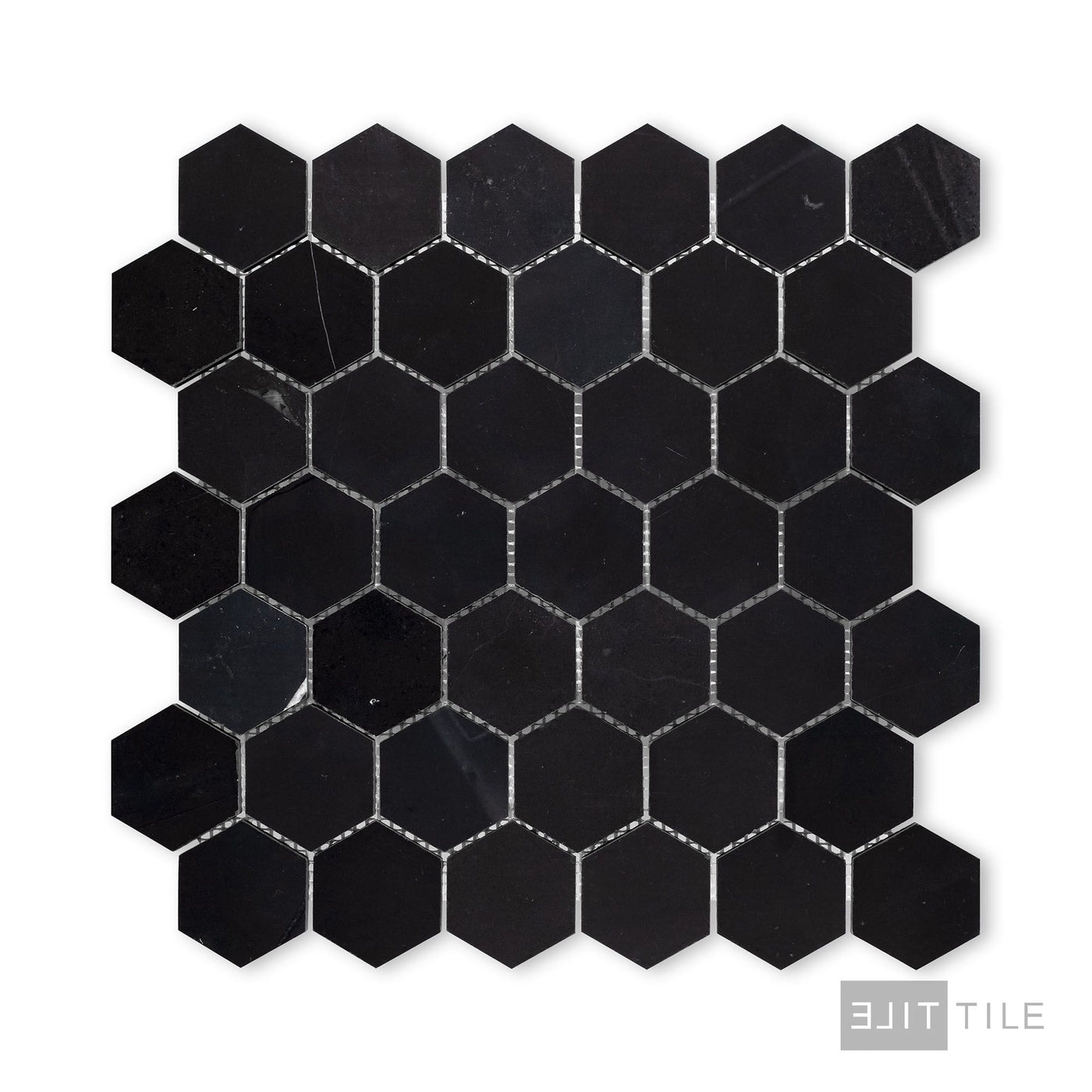 Negro Marquina Marble 2" Hexagon Honed Mosaic