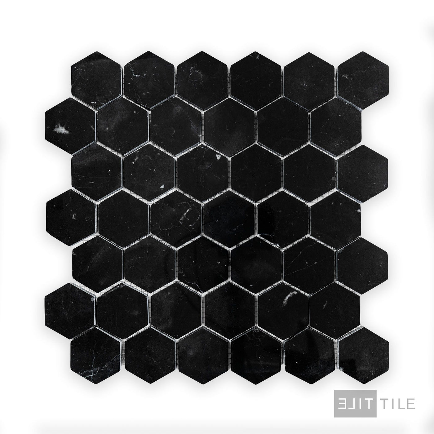 Negro Marquina Marble 2" Hexagon Polished Mosaic