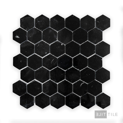 Negro Marquina Marble 2" Hexagon Polished Mosaic