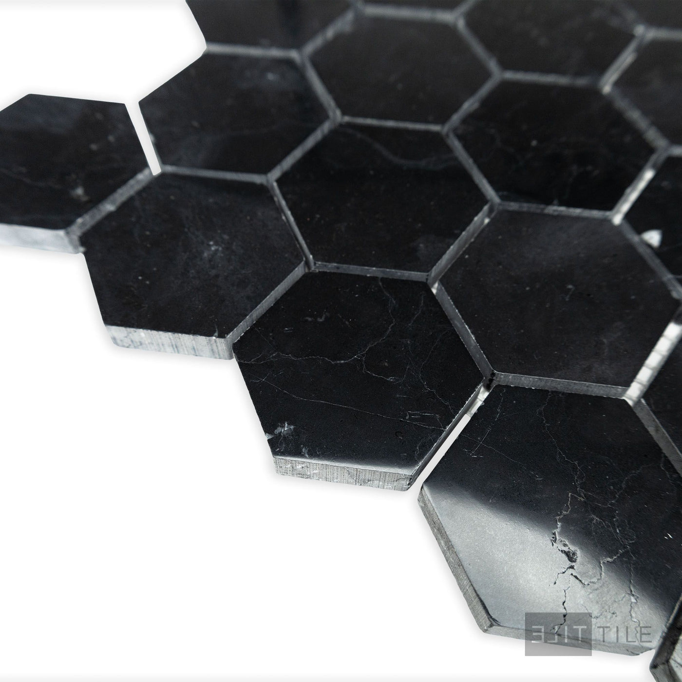 Negro Marquina Marble 2" Hexagon Polished Mosaic