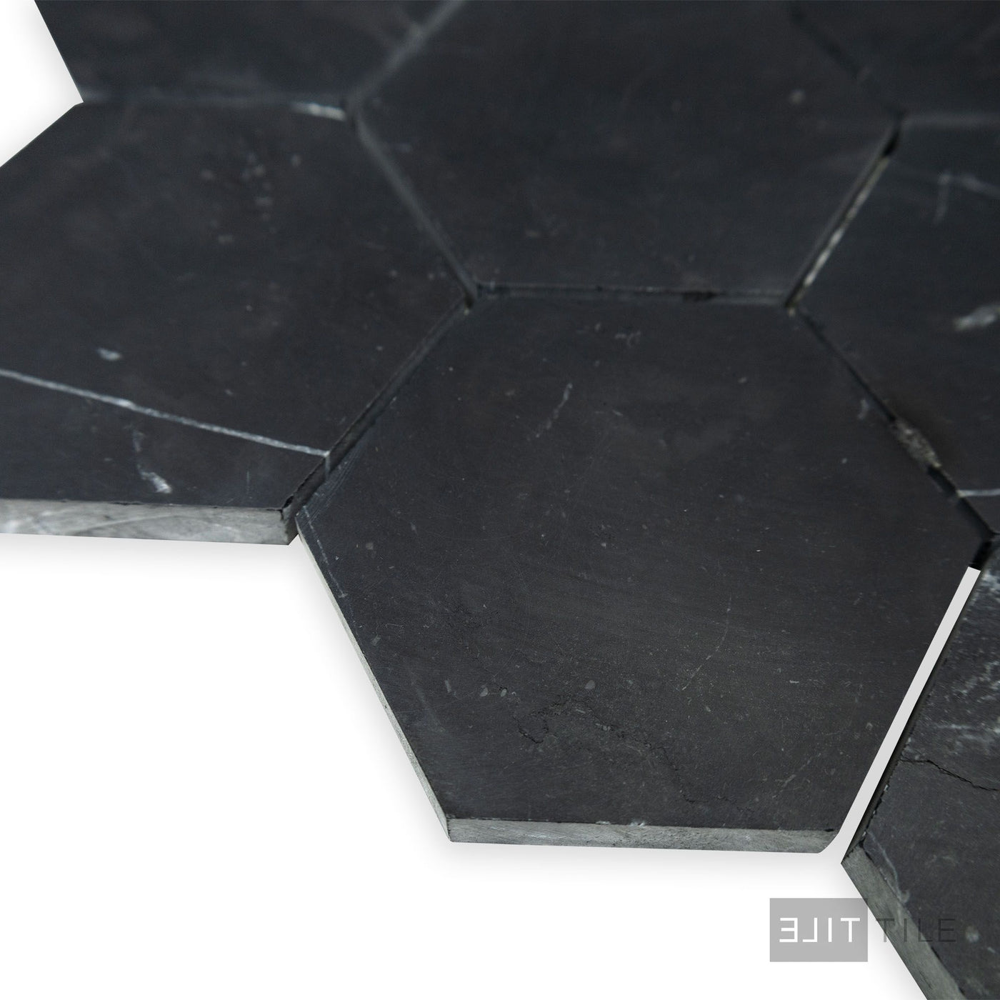 Negro Marquina Marble 3" Hexagon Honed Mosaic