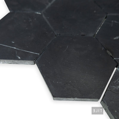 Negro Marquina Marble 3" Hexagon Honed Mosaic