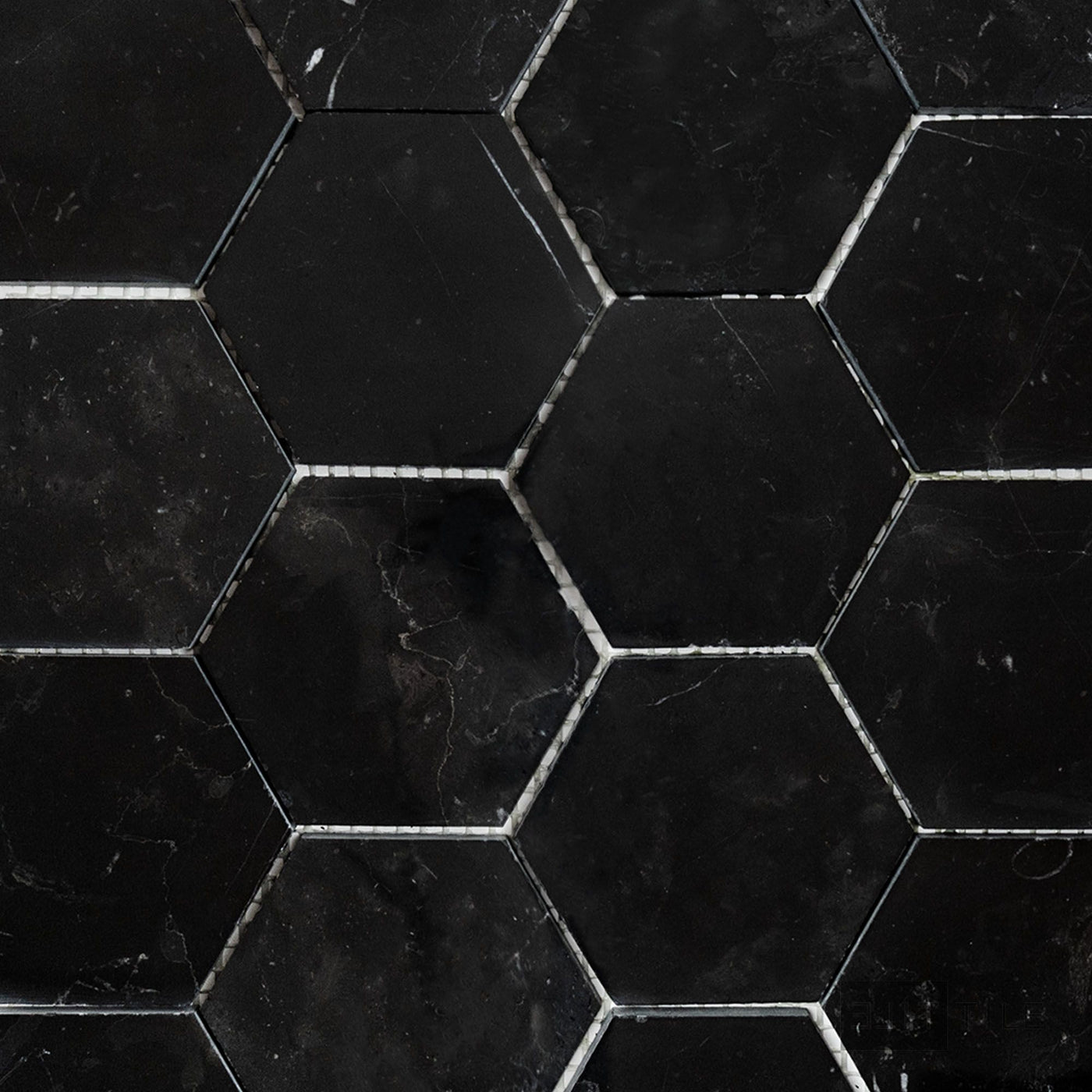 Negro Marquina Marble 3" Hexagon Polished Mosaic