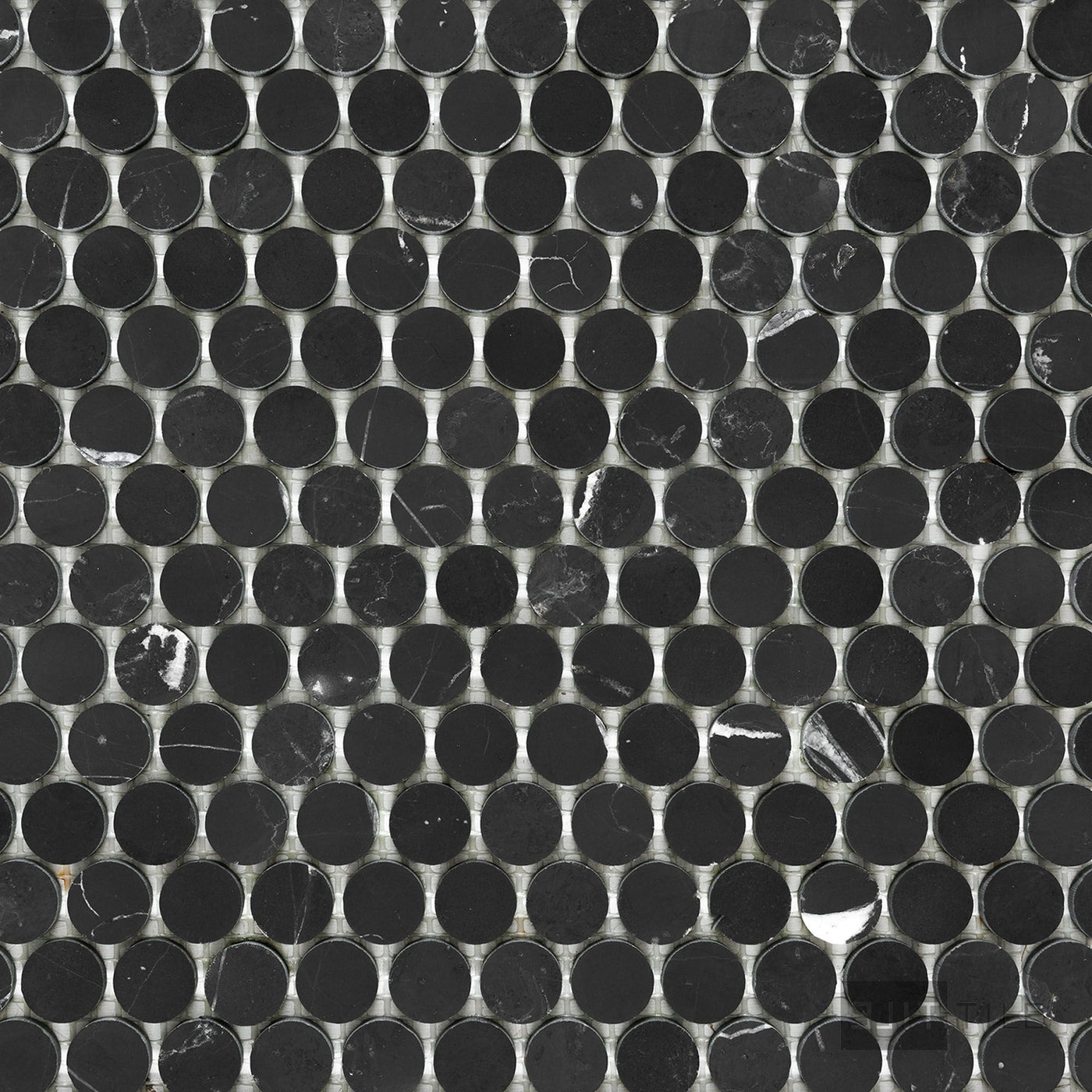 Negro Marquina Marble 3/4" Penny Round Honed Mosaic