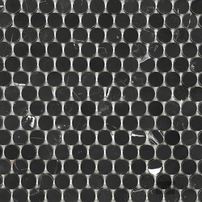 Negro Marquina Marble 3/4" Penny Round Honed Mosaic