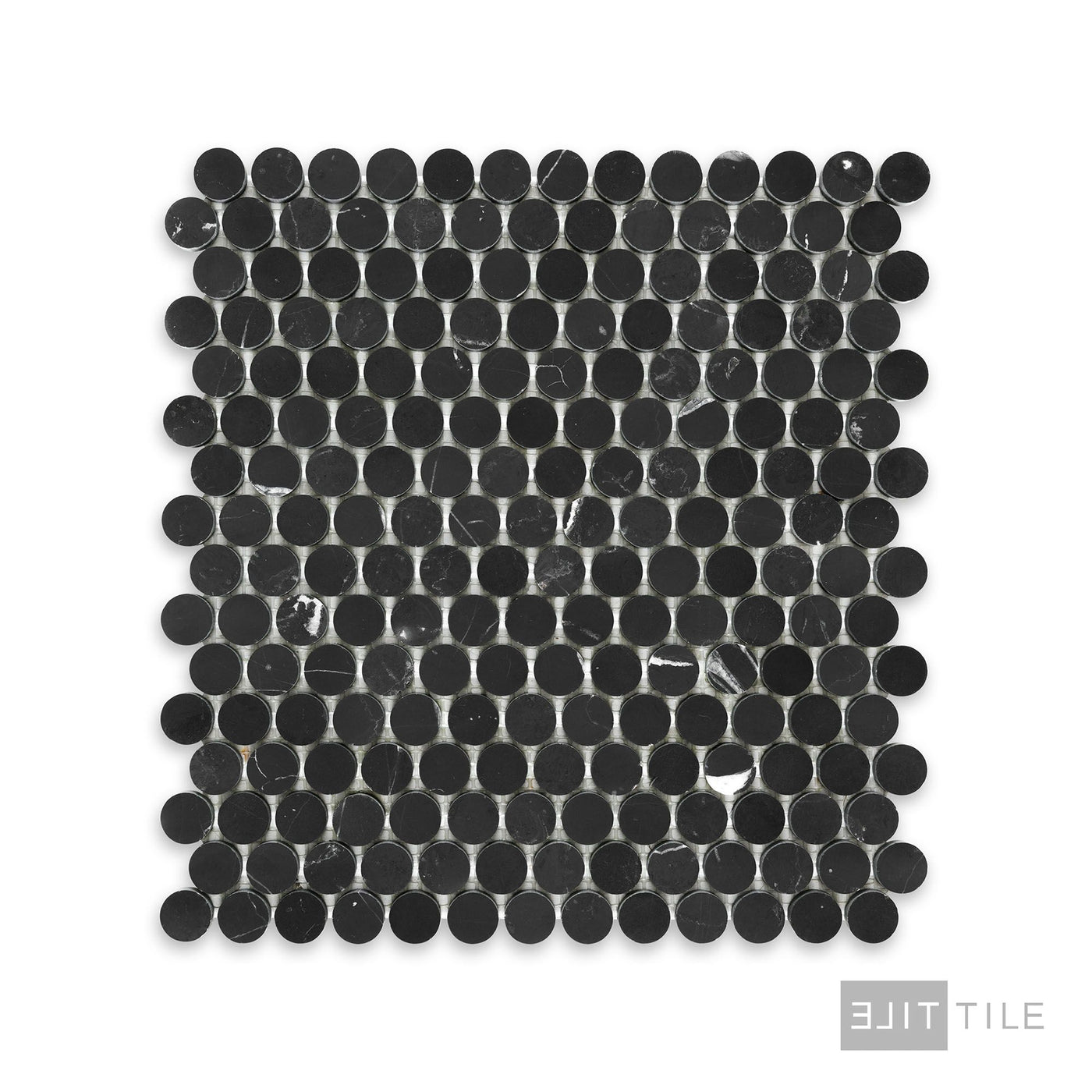 Negro Marquina Marble 3/4" Penny Round Honed Mosaic