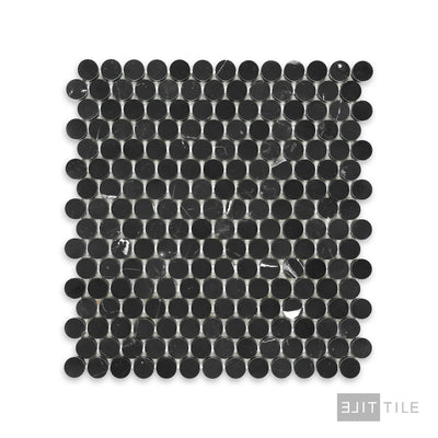 Negro Marquina Marble 3/4" Penny Round Honed Mosaic