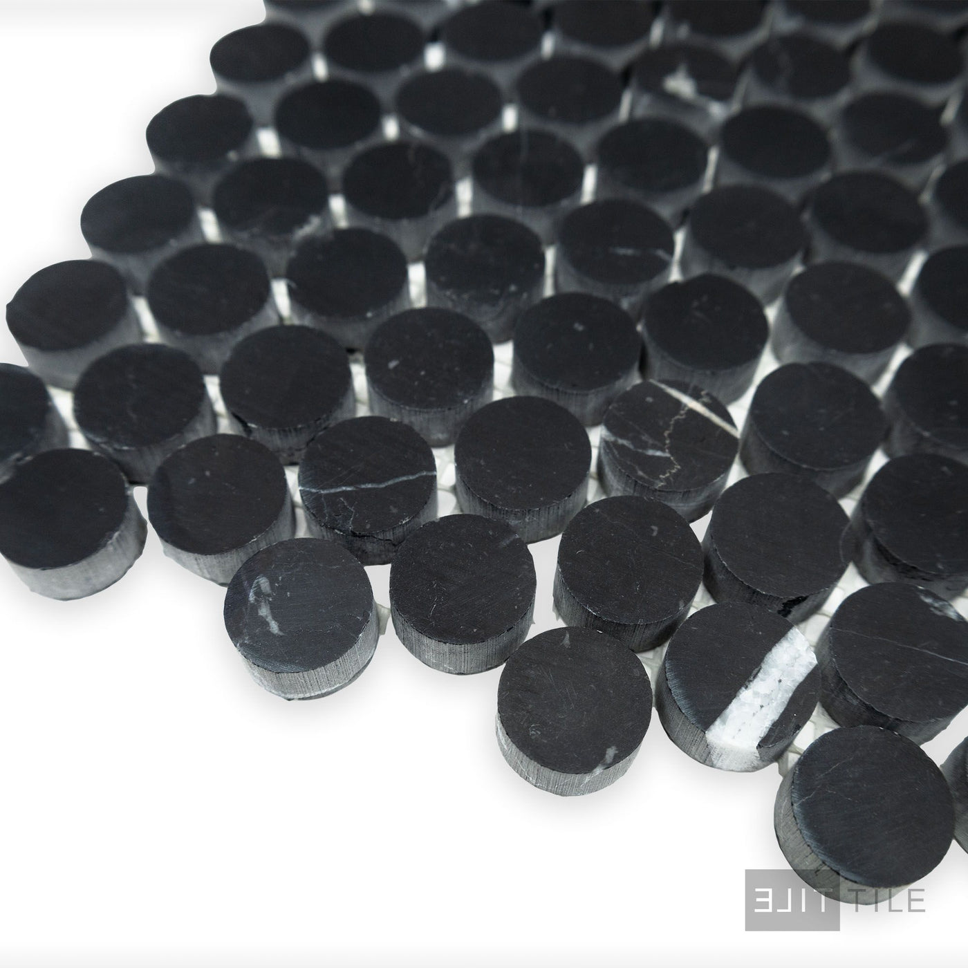 Negro Marquina Marble 3/4" Penny Round Honed Mosaic